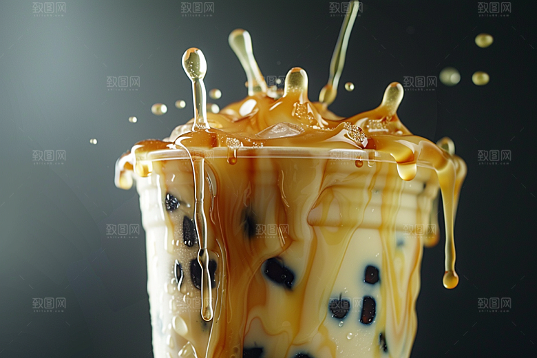奶茶甜品广告摄影图