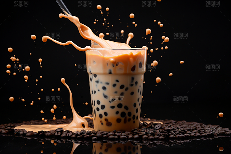 奶茶甜品果茶摄影图