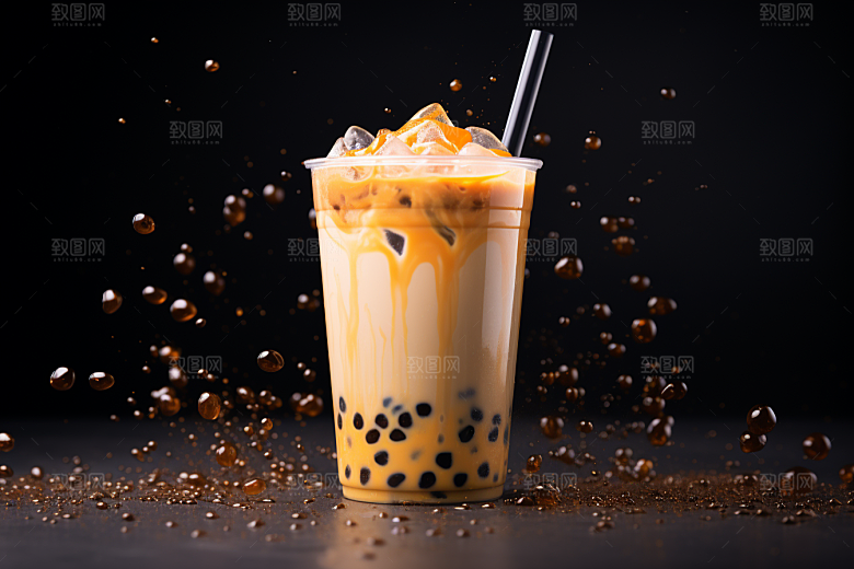 奶茶温暖甜品摄影图