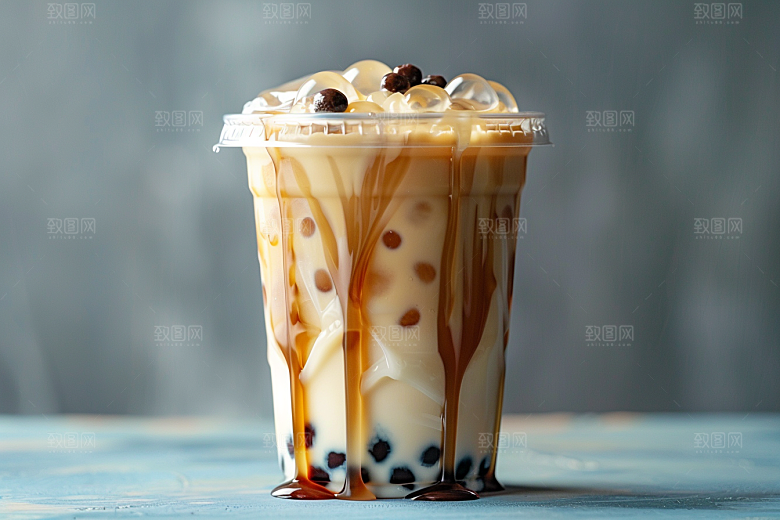 奶茶果茶美味摄影图