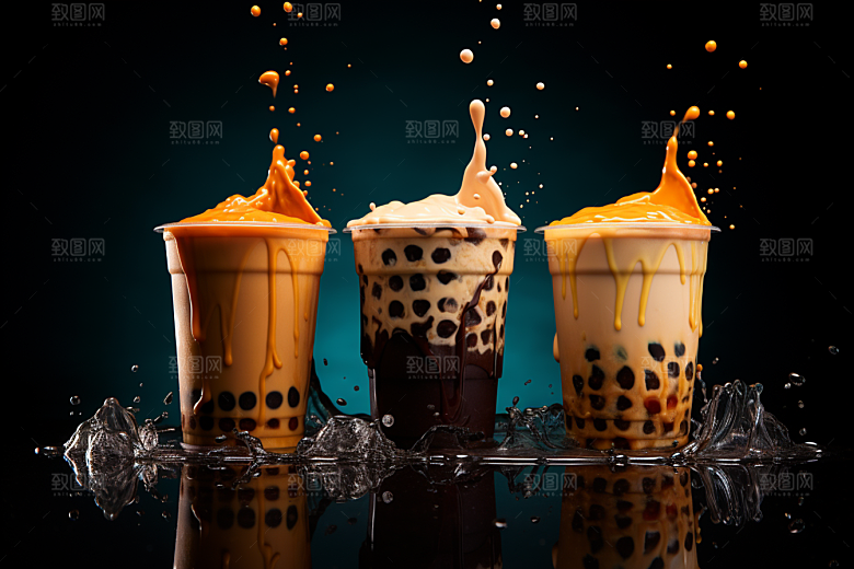 奶茶果茶广告摄影图