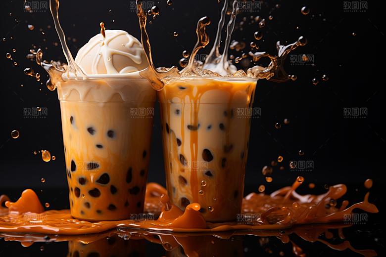 奶茶甜品广告摄影图