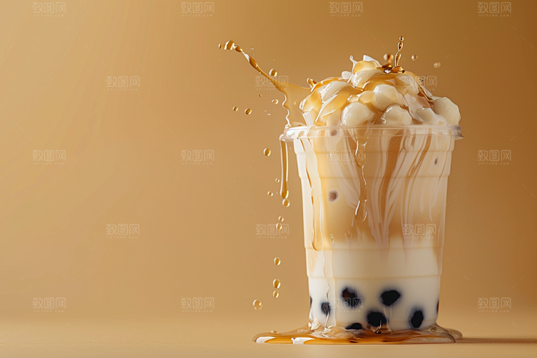 奶茶生活卡路里摄影图
