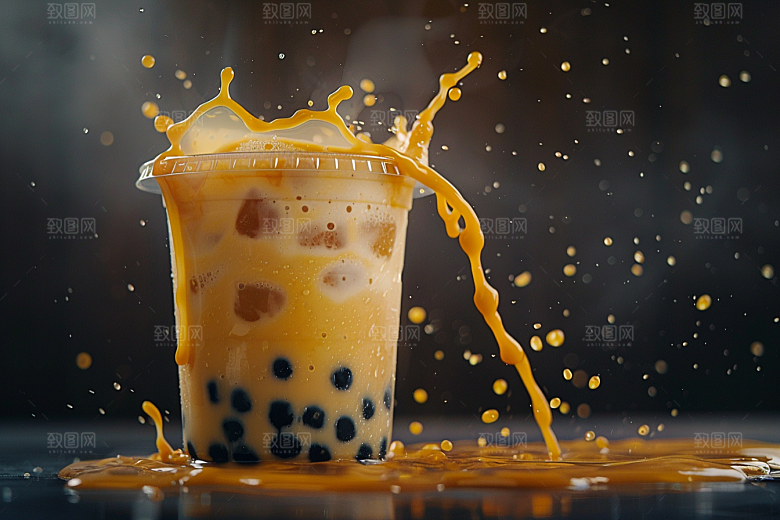 奶茶广告果茶摄影图