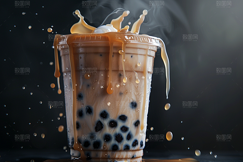 奶茶饮品果茶摄影图