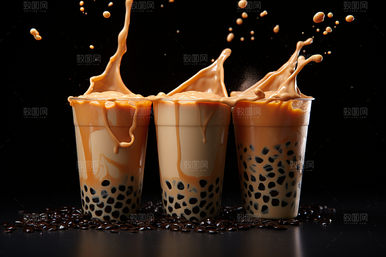 奶茶果茶甜品摄影图