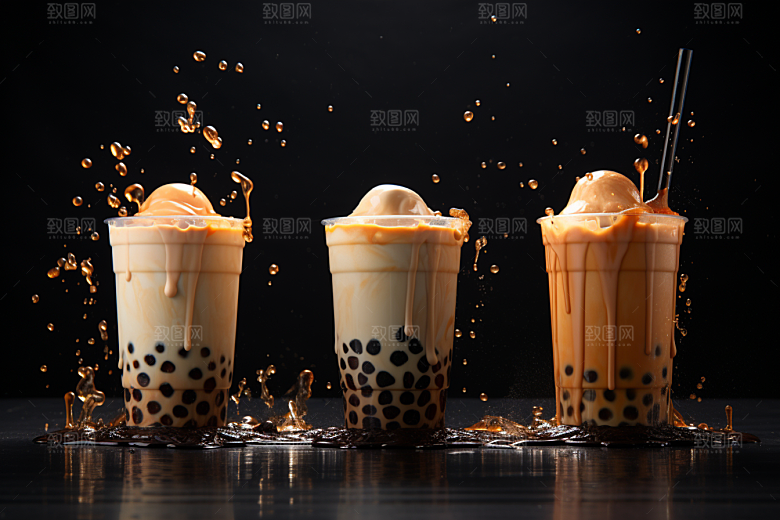 奶茶卡路里果茶摄影图