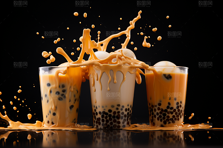 奶茶甜品果茶摄影图