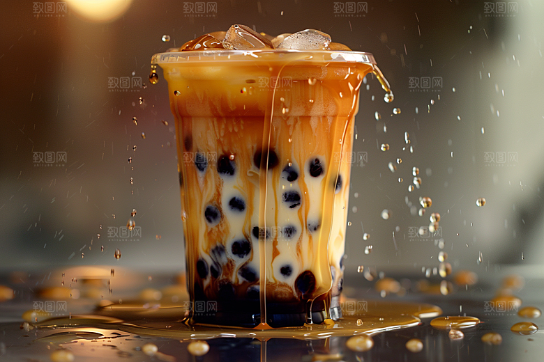 奶茶温暖美味摄影图