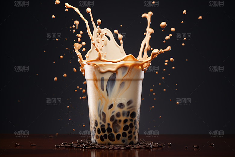 奶茶饮料广告摄影图