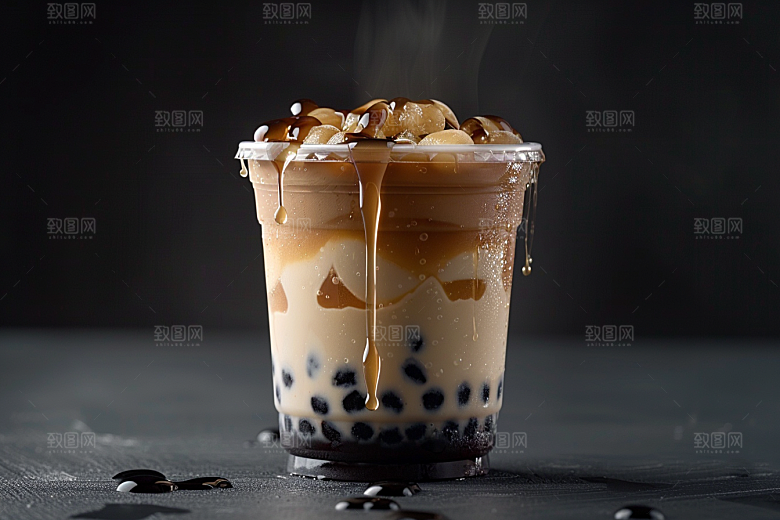 奶茶卡路里甜品摄影图