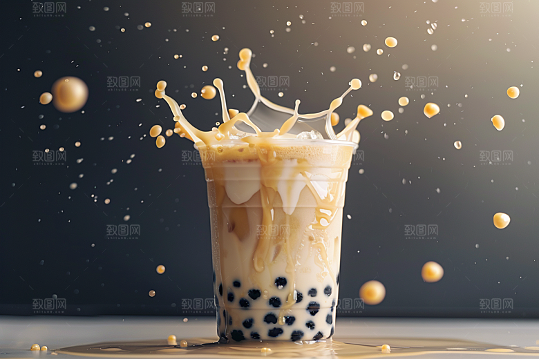 奶茶饮品果茶摄影图