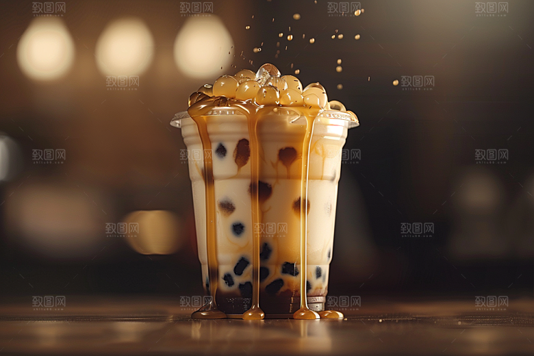 奶茶甜品果茶摄影图
