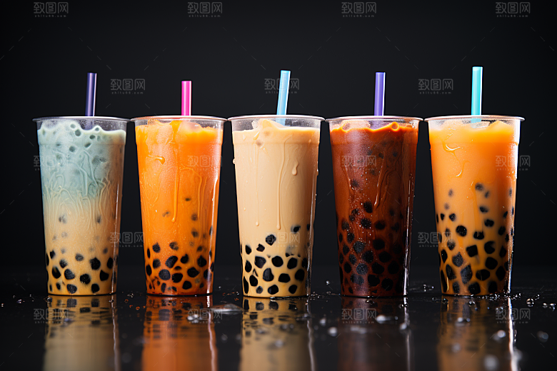 奶茶果茶甜品摄影图