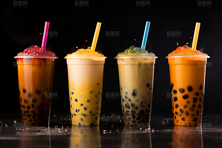 奶茶饮料甜品摄影图
