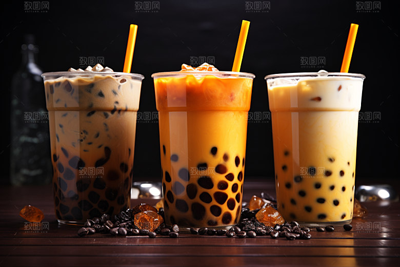 奶茶生活果茶摄影图