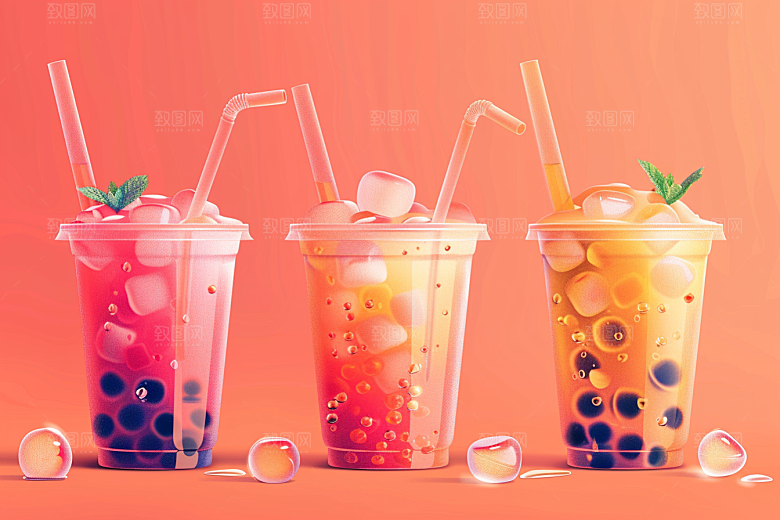 奶茶果茶饮品摄影图