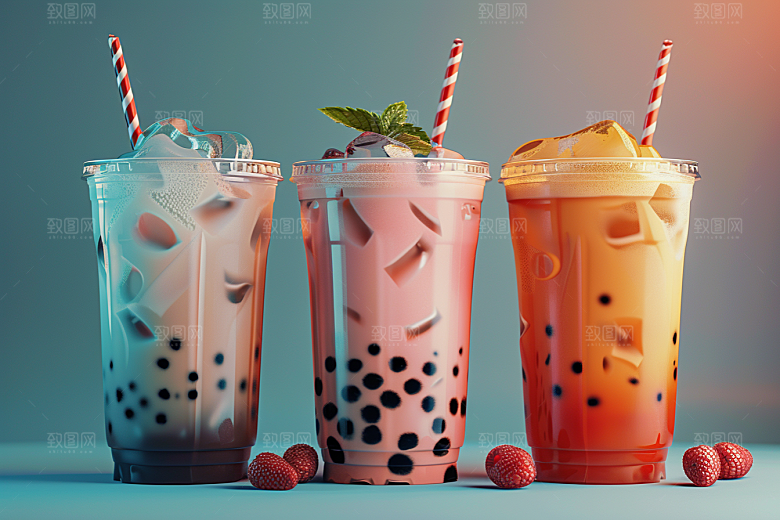 奶茶果茶甜品摄影图