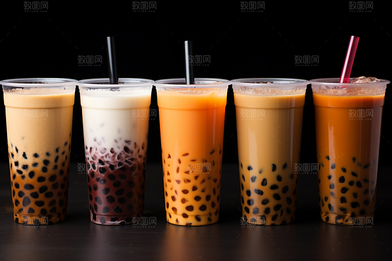 奶茶果茶甜品摄影图