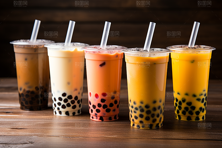 奶茶果茶美味摄影图