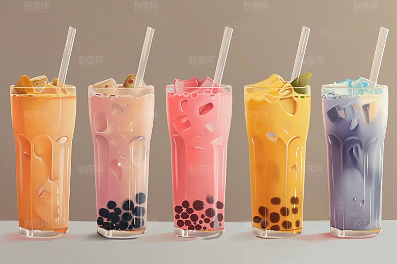 奶茶果茶饮品摄影图