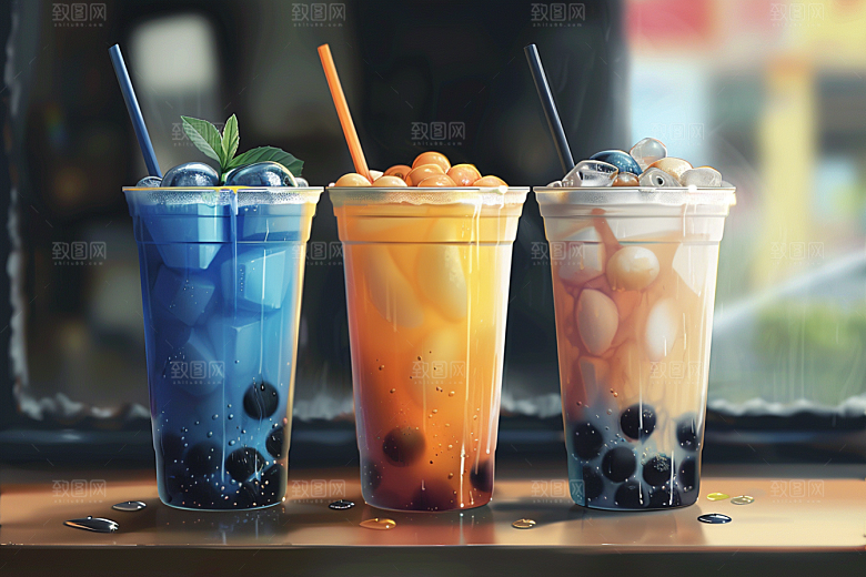 奶茶果茶广告摄影图