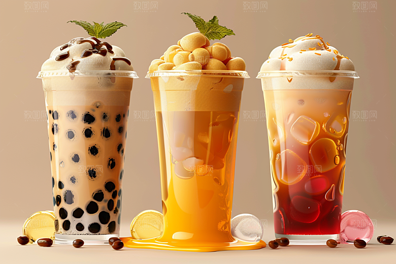 奶茶果茶果茶摄影图