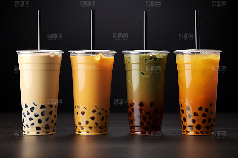 奶茶美味果茶摄影图