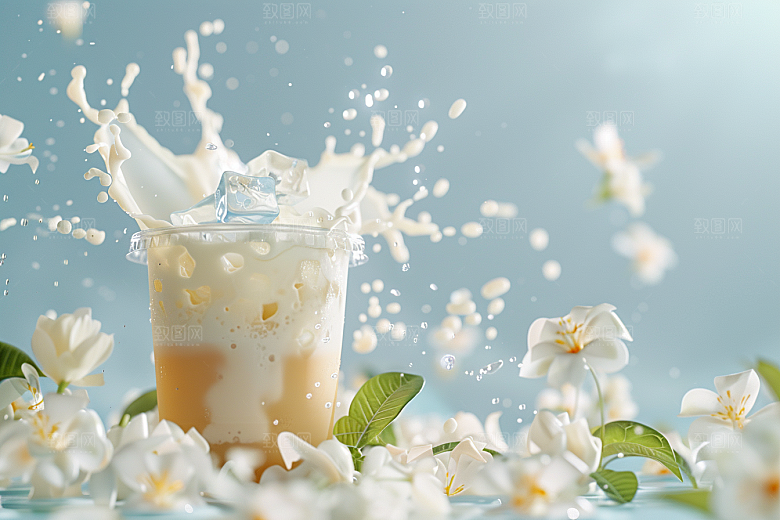 奶茶卡路里果茶摄影图