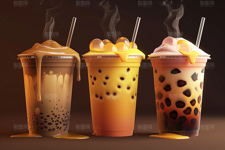 奶茶饮品果茶摄影图