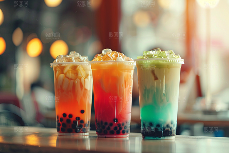 奶茶甜品果茶摄影图