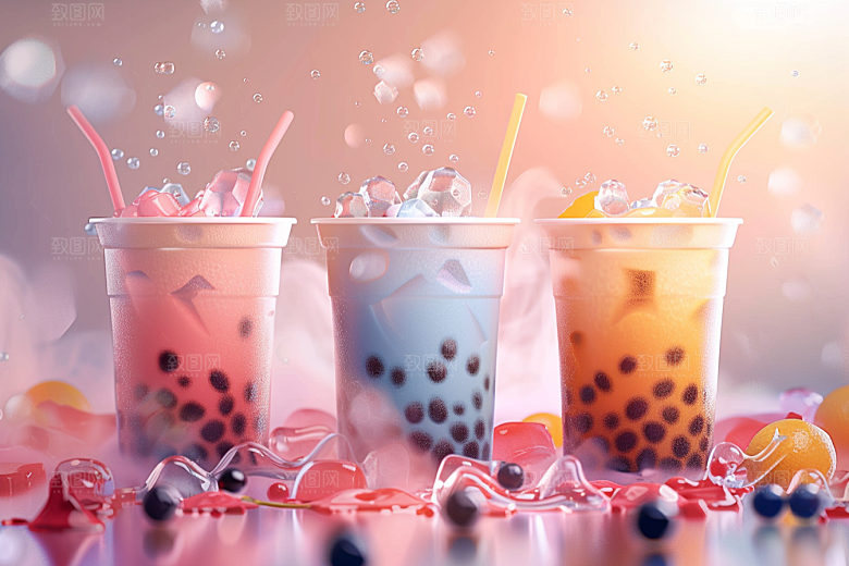 奶茶果茶广告摄影图