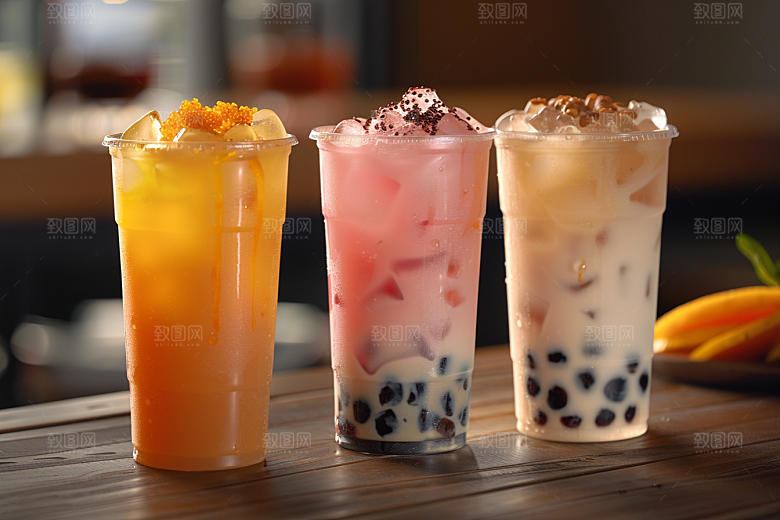 奶茶果茶高清摄影图