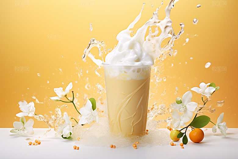 奶茶温暖果茶摄影图