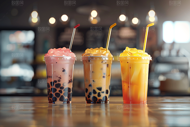 奶茶果茶甜品摄影图