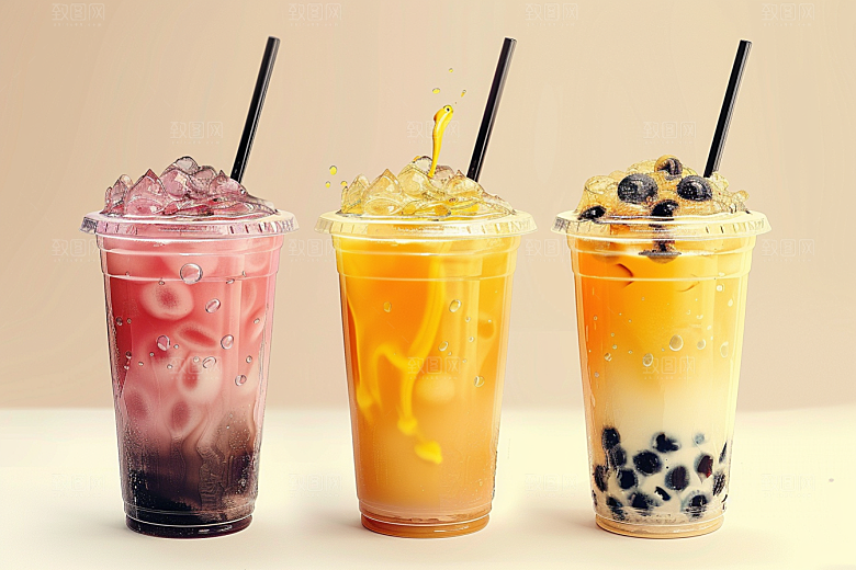 奶茶果茶果茶摄影图