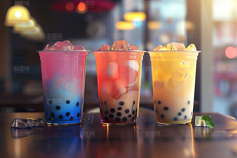 奶茶果茶饮品摄影图