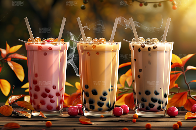 奶茶美味果茶摄影图