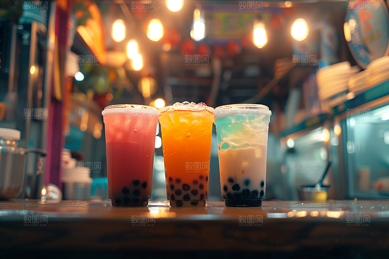 奶茶生活果茶摄影图