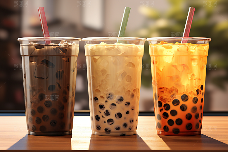 奶茶果茶美味摄影图