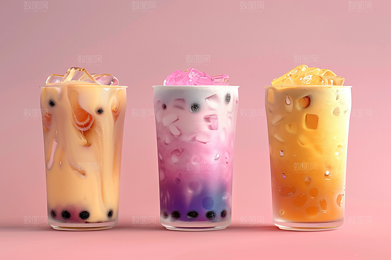 奶茶果茶饮品摄影图