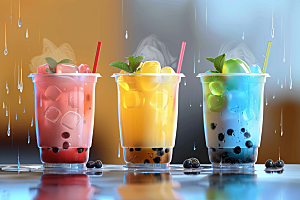 奶茶生活果茶摄影图