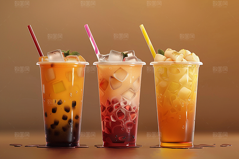奶茶温暖果茶摄影图
