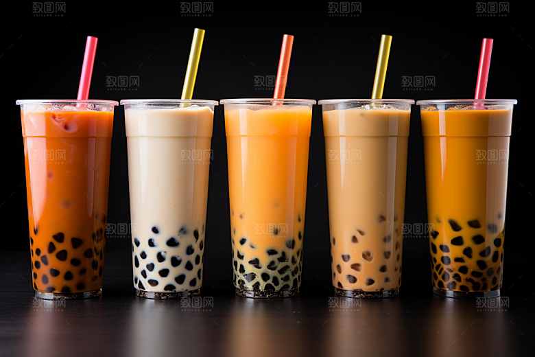 奶茶果茶美味摄影图