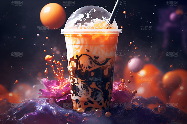 奶茶广告果茶摄影图