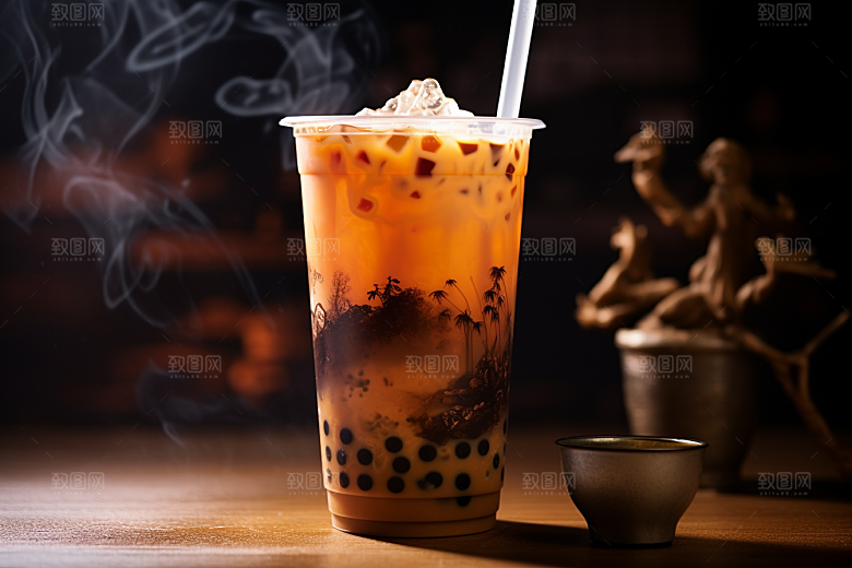 奶茶卡路里果茶摄影图
