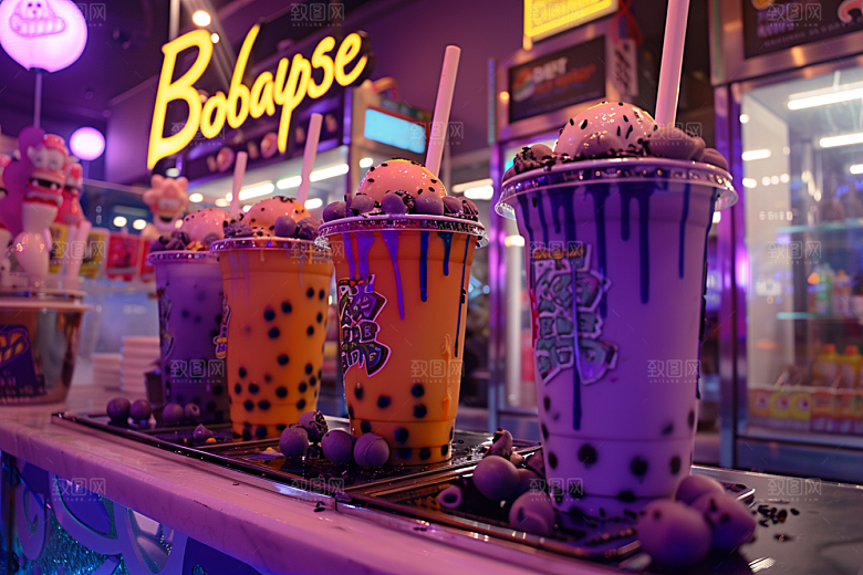 奶茶卡路里广告摄影图