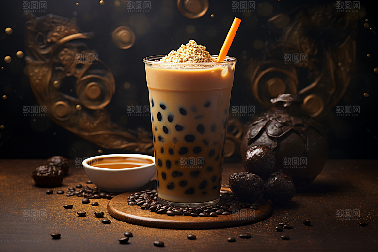 奶茶温暖卡路里摄影图