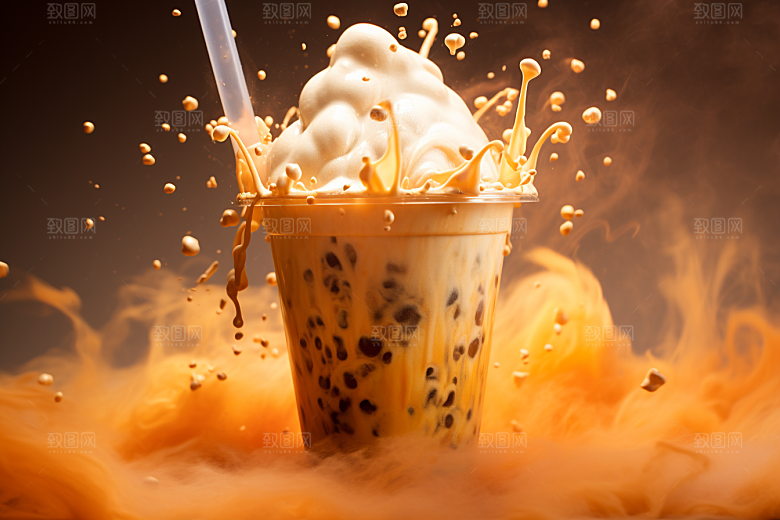 奶茶甜品果茶摄影图