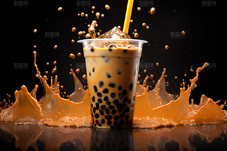 奶茶生活卡路里摄影图